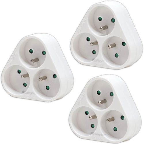 Loc-Lot De 3 Triplites Blocs Multiprises 3 Prises En Triangle,3X16A 2P+T,Sécurité Enfant,Ce Nf,Blanc