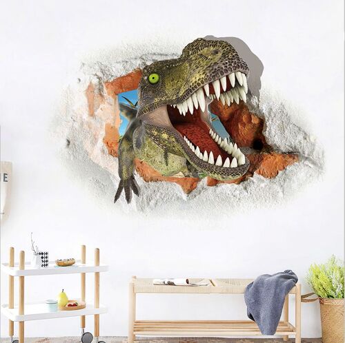 3D mur cassé dinosaure mur autocollant chambre salon peinture auto-adhésive (45*60CM)