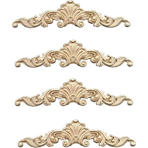 4 pièces, 20*5*0.8cm d'épaisseur moulures décoratives en bois décorations en bois sculptées longues moulures d'angle de meubles moulures de porte de maison lit tiges de moulures décoratives en bois