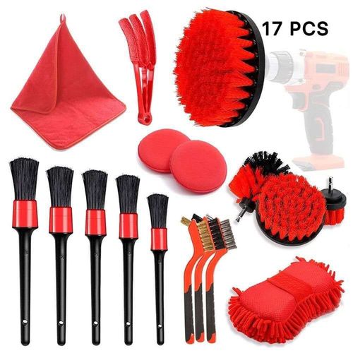 Jeu 17 Brosses Pour Perceuse Électrique, Brosses Pour Le Nettoyage De La Climatisation De La Voiture (Forage Non Inclus)