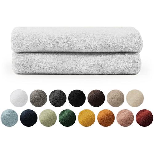 Essuie Main Blanc-Lot De 2-Serviette Main Coton-Serviette De Toilette 50x100-Certifié Oeko-Tex®