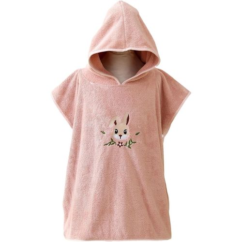 RFVVV-Serviette à Capuche pour Enfants 2-9 Ans, Super Absorbante et Douce, Parfaite après Le Bain ou la Piscine (Lapin Rose, 60x60cm, 2-6 Ans)