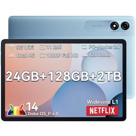 Blackview Tab 90 4G Tablette,Android 14,24Go+128Go Bleu