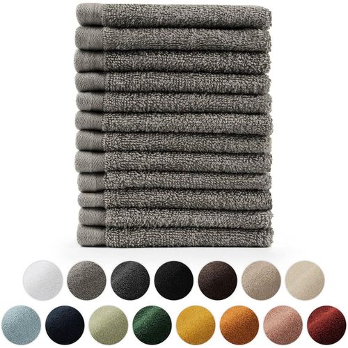 Kalanka-- Lot Serviette De Toilette - Lot De 12 - Serviette Visage - Debarbouillette - Petite Serviette Main - Doux Et Absorbant - 100% Coton - Certifié Oeko-Tex® - Gris
