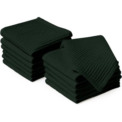 Xo Serviettes De Cuisine Et Gants De Toilette En Coton|Vert|Torchon Gaufré Et À Tissage Plat|Ensemble De Torchons|30x30 Cm| Et Séchage Rapide Lot De 12