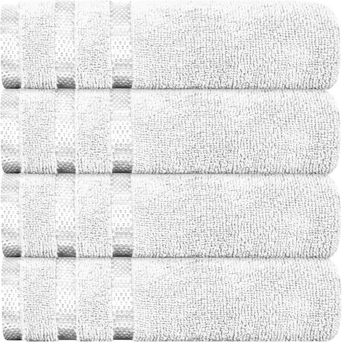 Kalanka-Lot De 10 Serviettes Super Douces - 100 % Coton Absorbants - 550 G/M² - 2 Serviettes De Bain, 2 Mains, 4 Visage, 2 Serviettes De Toilette De Luxe Et À Séchage Rapide (Blanc, 4
