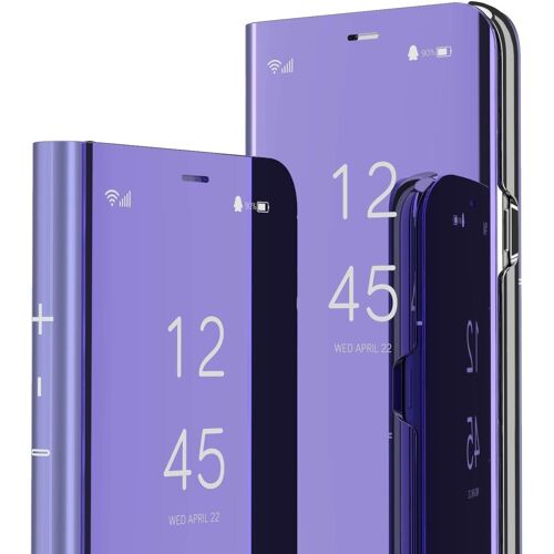 KALANKA-Coque Compatible avec Huawei P30 Pro, Miroir Smart View Makeup Etui Stand Protecteur Housse Coque Etui à Rabat Coque pour Huawei P30 Pro Flip Mirror Purple QH