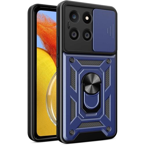 KAL-Coque Pour Honor X6A Avec Anneau 360°, Coque De Protection Avec Cache Objectif, Étui De Protection Antichoc Avec Support Magnétique. Bleu