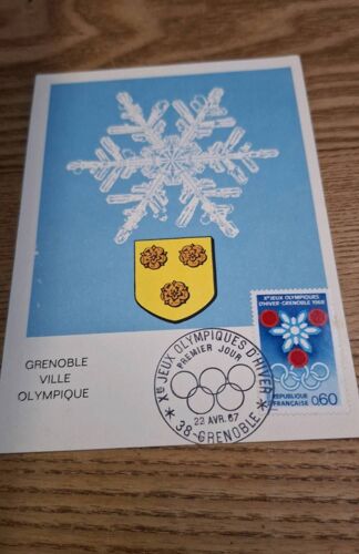 Carte Jeux Olympique De Grenoble Timbre Oblitérer Premier Jour 22 Avril 1967