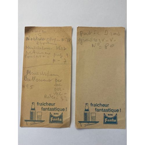 2 Feuillets Fanta D’Un Calepin D’Épicier 