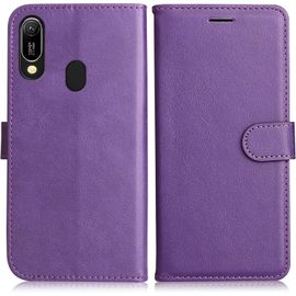 KAL-Coque Pour Huawei Y6 2019 / Honor 8A, Pu En Cuir Coque Portefeuille Étui Housse, Design Classique Tpu Coque Pour Huawei Y6 2019 / Honor 8A, Violet