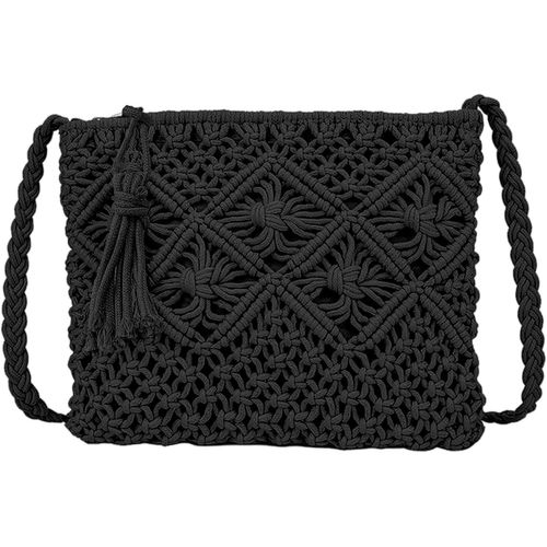 Sac À Bandoulière Noir Pour Femme - Sac Tissé À La Main - Petit Sac À Bandoulière Pour Femme - Petit Sac De Vacances En Paille - Sac De Plage - Sac À Bandoulière Pour Les Vacances