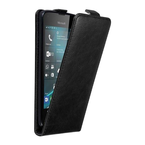 Cadorabo Housse Compatible Avec Nokia Lumia 550 En Noir Nuit - Étui De Protection Au Design Flip Avec Fermeture Magnétique