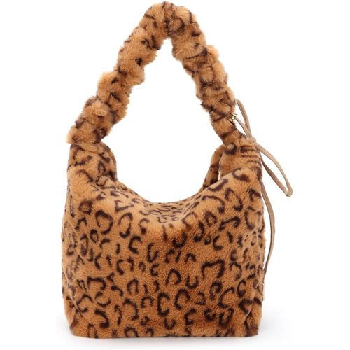 Sac À Bandoulière En Fourrure De Léopard Pour Femme, Sac À Main En Peluche, Grand Sac Fourre-Tout, Sac À Poignée Supérieure Pour L'Automne Et L'Hiver