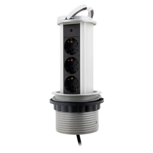 Multiprise encastrable cuisine 3 prises Schuko 16A - Gris - Zenitech