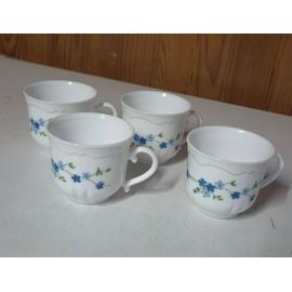 Lot 4 Tasses Arcopal Vintage Blanche Fleurs Fleue
