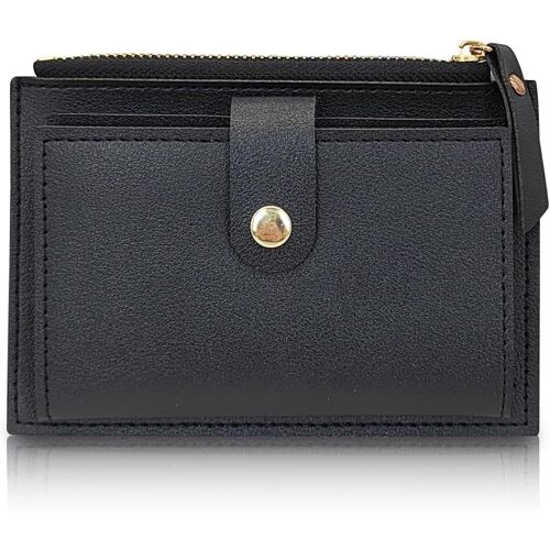 leather wallet for women small minimalist wallet with zipper multi card slots coin purse coin purse coin purse coin purse coin purse, Black, Large