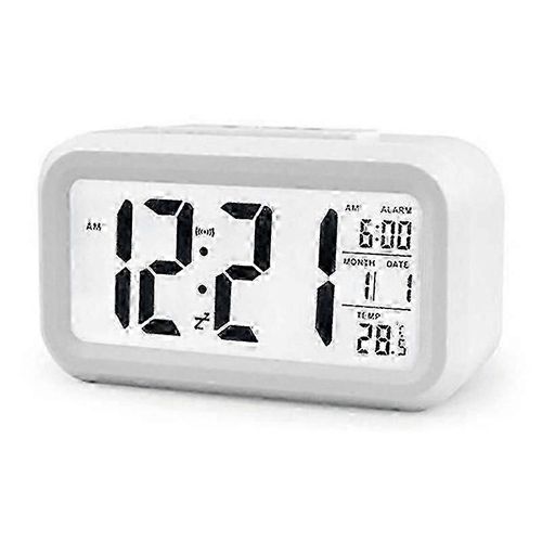 Temps et température Montre numérique Snooze Réveil Enfants Se Réveiller Horloge de bureau Veilleuse Blanc - RIpj
