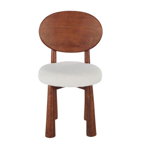 Chaise Professionnelle En Bois D'hévéa Massif Et Bouclettes Écrues