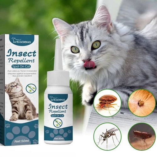 Agent Anti-Touche Anti-Puces Pour Animaux De Compagnie 50 Ml Pour Chats, Chiens Et Chiens. Agent De Nettoyage Extracorporel Pour La Peau, Pour Poux, Tiques Et Tiques