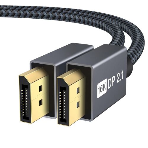 Câble DisplayPort 16K 2.1/2.0 2M, 4K@240Hz/165Hz/144Hz, 16K@60Hz, 8K@120Hz, 2K@240Hz, Câble DP 2.0 Compatible avec HDR10, FreeSync, G-Sync, DSC1.2, pour Moniteur de Jeu carte graphique