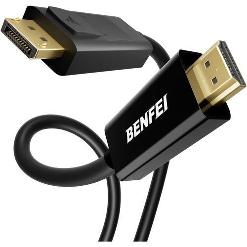Lot de 2 câbles DisplayPort vers HDMI 1,8 m vers HDMI HDTV 1080P mâle vers mâle plaqué or pour Lenovo, Dell, HP, Asus et autres marques
