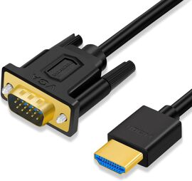 Câble Adaptateur HDMI Mâle Vers VGA Mâle - 1.8m - Pour Connecter PC Portable, Lecteur Blu-ray à Projecteur Ou écran VGA