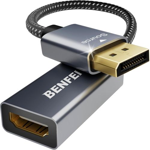 KALANKA-Adaptateur DisplayPort vers HDMI 4K (2K@60Hz, 1080P@120Hz) Unidirectionnel DP Ordinateur vers HDMI Moniteur Compatible pour HP, Dell, GPU, AMD, NVIDIA, et Plus. mâle à Femme