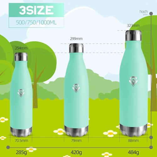 Gourde Isotherme Enfant 500ml, Acier Inoxydable 18/8, Bouteille Isotherme, Sans Bpa, Gourde Enfant,, Water Bottle, Étanche Double Isolation, Bouteille Inox Pour Camping, École, Gym