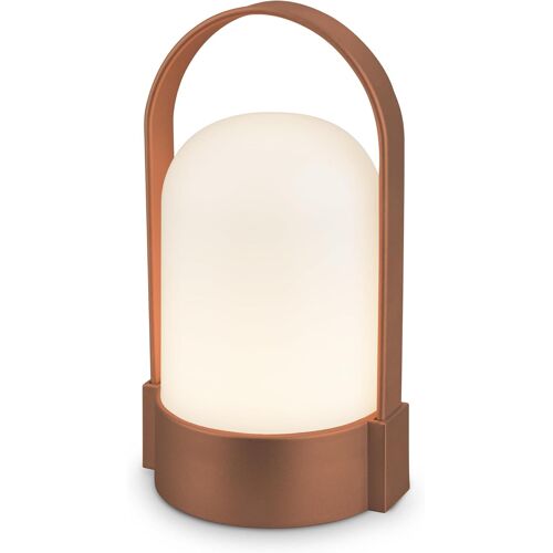 Kalanka-Briloner - Lampe De Table Led Sans Fil Ip44, Tactile, Dimmable, Batterie Remplaçable, Chevet, Lecture, Led, Camping, Lampe À Batterie, 9x8x15,5 Cm, Brun Métal