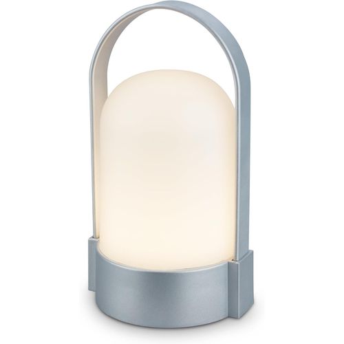 Sjzg-- Lampe De Table Led Sans Fil Ip44, Tactile, Dimmable, Batterie Remplaçable, Chevet, Lecture, Led, Camping, Lampe À Batterie, Extérieur, 9x8x15,5 Cm, Chrome Mat