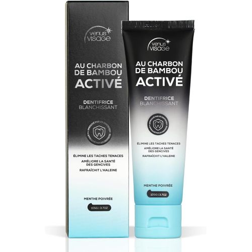 Kalanka-Venus Visage - Dentifrice Blanchissant Au Charbon Actif Pour Banchir Les Dents - Dentifrice Noir Au Charbon Dentaire (1 Unité, Menthe Poivrée) Blanc