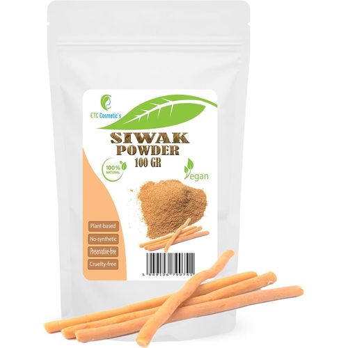 Kalanka-Siwak (Miswak) Powder, Salvarado Persica, 100% Only Miswak (Siwak) Powder - Soins Dentaires | Dentifrice Naturel | Blanchiment Des Dents | Soin Bucco-Dentaire - 100 G Blanc