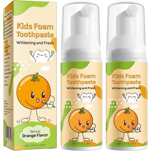 Dentifrice Enfants Mousse, Dentifrice Blanchissant À Faible Teneur En Fluorure, Dentifrice Mousse Enfant En Bas Âge Pour Brosse À Dents En Forme De U, Réduit La Plaque (Fraise & Pastèque) Blanc