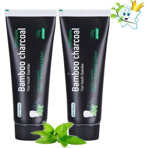 Kalanka-Dentifrice, Blanchiment Des Dents Au Charbon Actif, Saveur Menthe Fraiche Elimine La Mauvaise Haleine Et Les Taches Dentaires, Lot De 2 Blanc