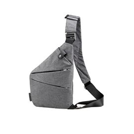 Sac À Dos Imperméable Pour Homme - Sac À Bandoulière Antivol Pour Sports De Plein Air, Bandoulière Réglable, Polyester Gris