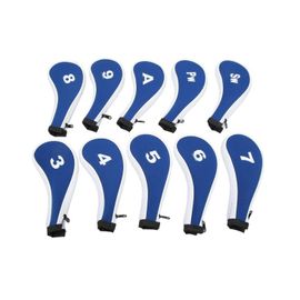Lot De 10 Couvre-Fers De Golf En Néoprène De Qualité Supérieure Avec Fermeture Éclair Et Impression Numérique ¿ Bleu Roi, Durables Et Lavables Pour La Protection Des Clubs