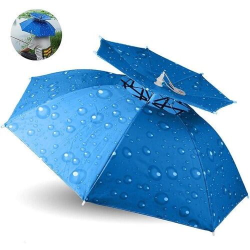 Chapeau Parapluie Mains Libres De 95 Cm - Protection Pliable Contre La Pluie Et Le Vent Pour S'amuser En Plein Air, Ajustement Réglable Pour Tous Les Âges, Excellente Idée Cadeau !