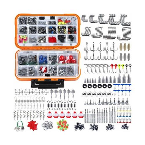 Kit De Pêche Topfort 343 Pièces - Ensemble Complet Avec Hameçons, Poids Et Accessoires Pour Tous Les Pêcheurs - Boîte De Rangement Durable Et Organisée