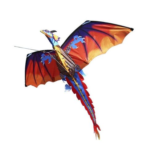 Cerf-Volant Dragon Vibrant 140 Cm X 120 Cm (55"" X 47"") - Polyester Ripstop Résistant, Facile À Piloter, Avec Ligne De 100 M Et Sac De Transport Inclus