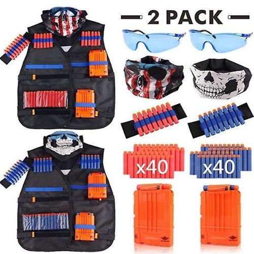 Ensemble De Gilet Tactique Pour Enfants Gafild Pour Nerf - Comprend 80 Fléchettes, 2 Clips, 4 Brassards Et 2 Lunettes De Sécurité Pour Des Batailles N-Strike Ultimes !