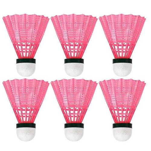 6 Volants De Badminton En Nylon De Qualité Supérieure - Durables, Rose Vif, Stabilité Améliorée, Parfaits Pour Tous Les Niveaux De Compétence Et Pour S'amuser En Famille !