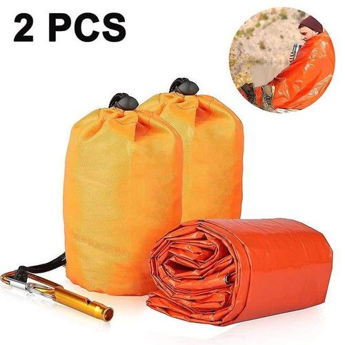 Sac De Couchage D'urgence Léger Et Imperméable - Sac De Bivouac Thermique Pour La Survie, La Randonnée Et Le Camping - Lot De 2 Avec Fonctions De Sauvetage