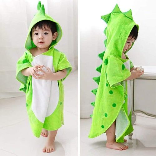 Charmant peignoir vert pour bébé - Poncho à capuche pour enfants, parfait pour s'amuser à la plage et à la piscine, qualité faite à la main et entretien facile !