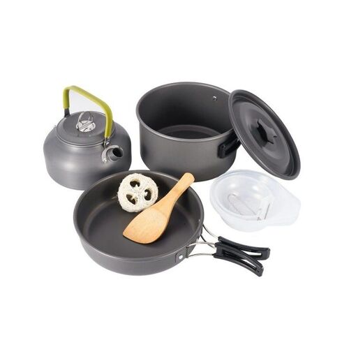 Batterie De Cuisine De Camping Portable 10 Pièces - Casseroles, Poêles Et Bouilloire En Aluminium Léger Pour La Cuisine En Plein Air Et Les Aventures De Randonnée