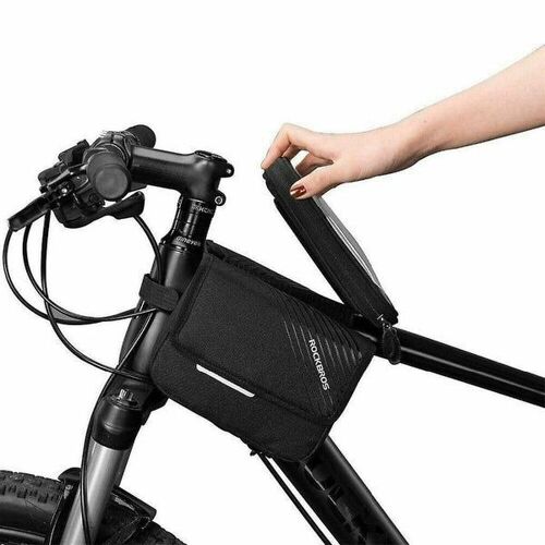 Sacoche De Vélo Noire Élégante Pour Smartphone Jusqu'à 6 Pouces - Sacoche De Cadre Légère Et Résistante À L'eau Avec Espace De Rangement Supplémentaire