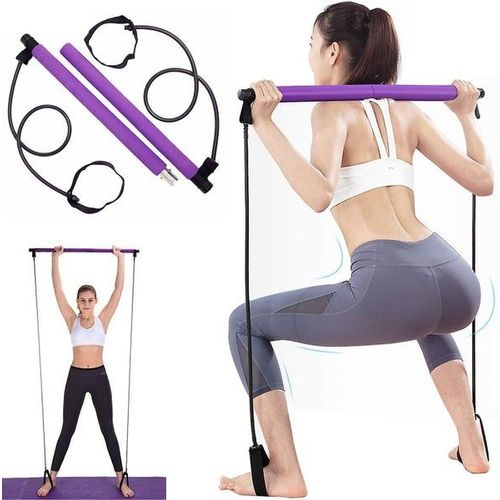 Barre D'exercice Pilates Polyvalente Avec Bandes De Résistance Pour Entraînements Complets, Yoga Et Fitness - Design Compact Et Durable