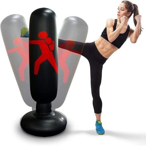 Poteau De Boxe Gonflable Noir Ultime - Sac De Frappe Durable Et Portable Pour Tous Les Âges, Parfait Pour Les Entraînements À Domicile Et Le Soulagement Du Stress !