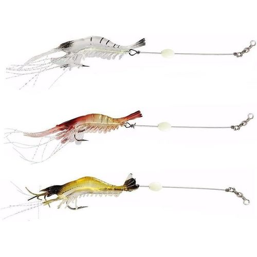 Leurre De Pêche Aux Crevettes Souple Et Lumineux ¿ Appât Bionique De 7 Cm Avec Hameçon Durable, Couleurs Vives Pour La Pêche En Eau Salée (Lot De 3)