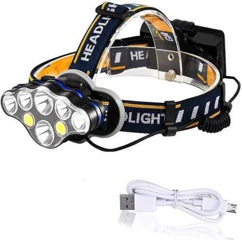 Lampe Frontale Led Rechargeable Ultra Lumineuse De 18 000 Lumens ¿ Étanche, 8 Modes, Légère, Réglable Pour Les Aventures En Plein Air